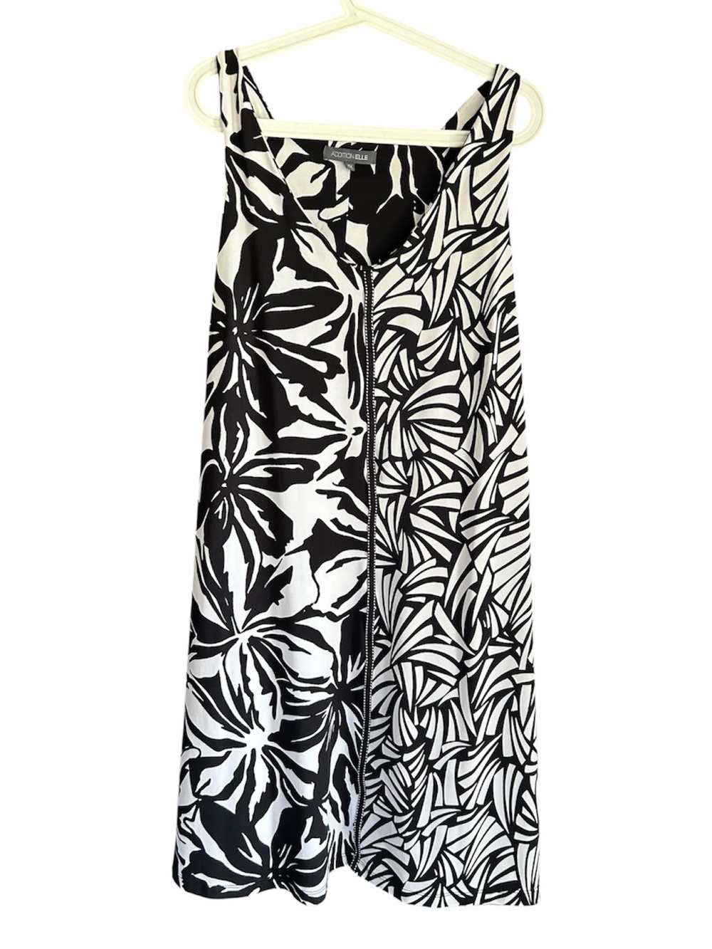 Addition Elle Black and White Floral Panel Dress
